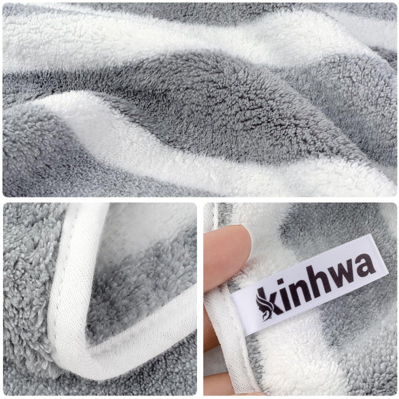 KinHwa منشفة يد ميكروفايبر كين هوا للحمام، منشفة وجه ناعمة وامتصاص، منشفة يد رمادية للحمام لمنتجع صحي، منشفة شعر للحمام 16 بوصة × 30 بوصة، عبوة 2 - Image 4