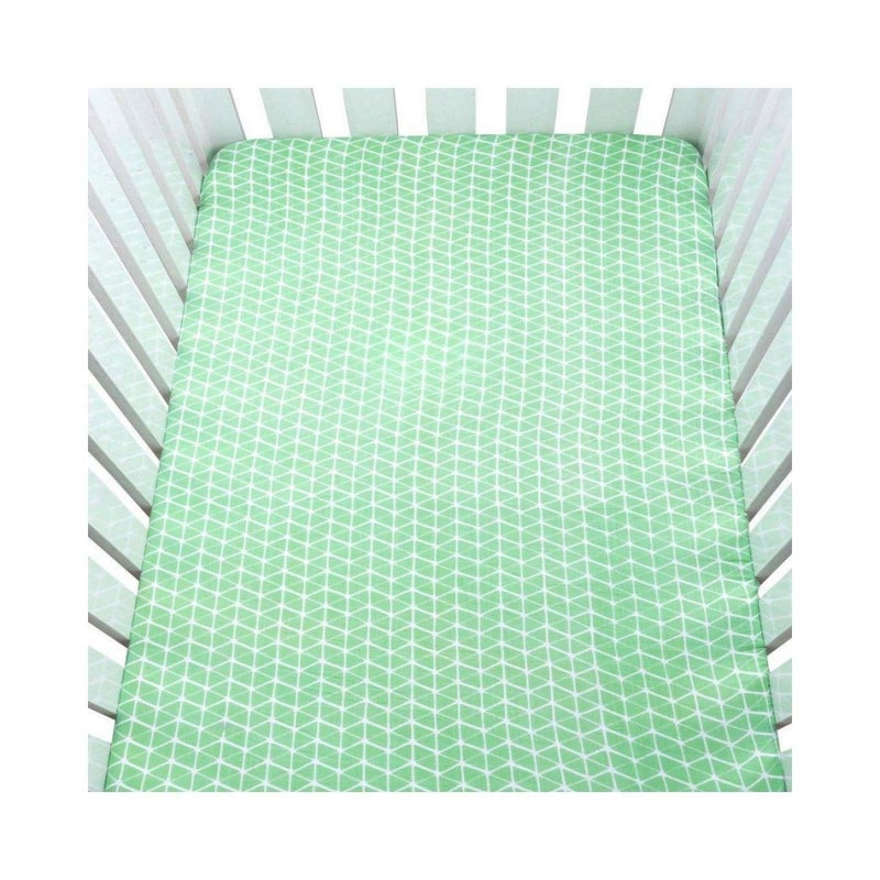 Theoni 100% Organic Cotton Muslin Cappadocia Dreams Blue Fitted Crib/Cot Sheets (Aztec Green) - Image 1