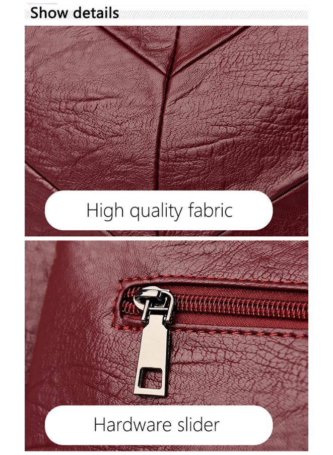 Large Casual Women's Shoulder Bag Ladies Messenger Bag High Quality Leather Retro Handbag, Maroon - Image 5