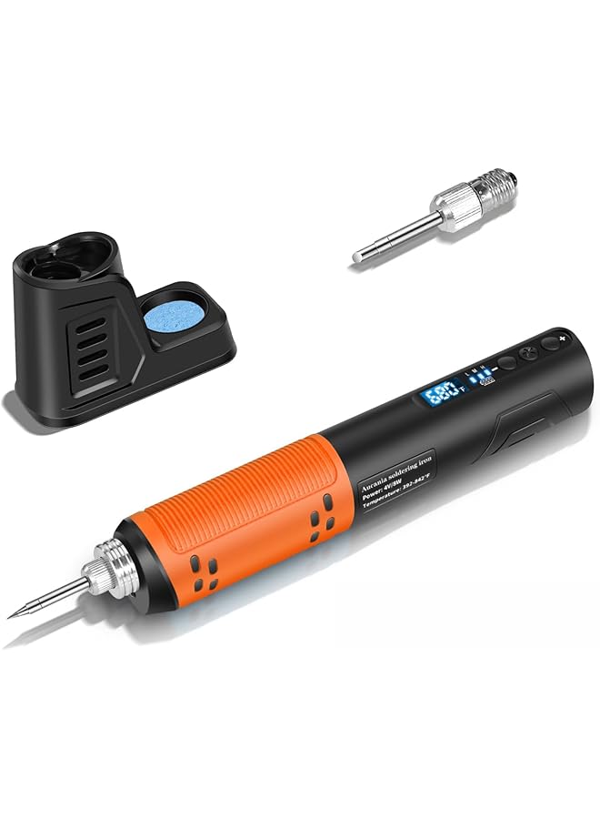 إيروريكس مجموعة مكواة لحام لاسلكية مع قلم لحام محمول بشاشة عرض LED رقمية ودرجة حرارة قابلة للتعديل ومجموعة مسدس لحام قابل لإعادة الشحن عبر USB مع كشاف LED - Image 1
