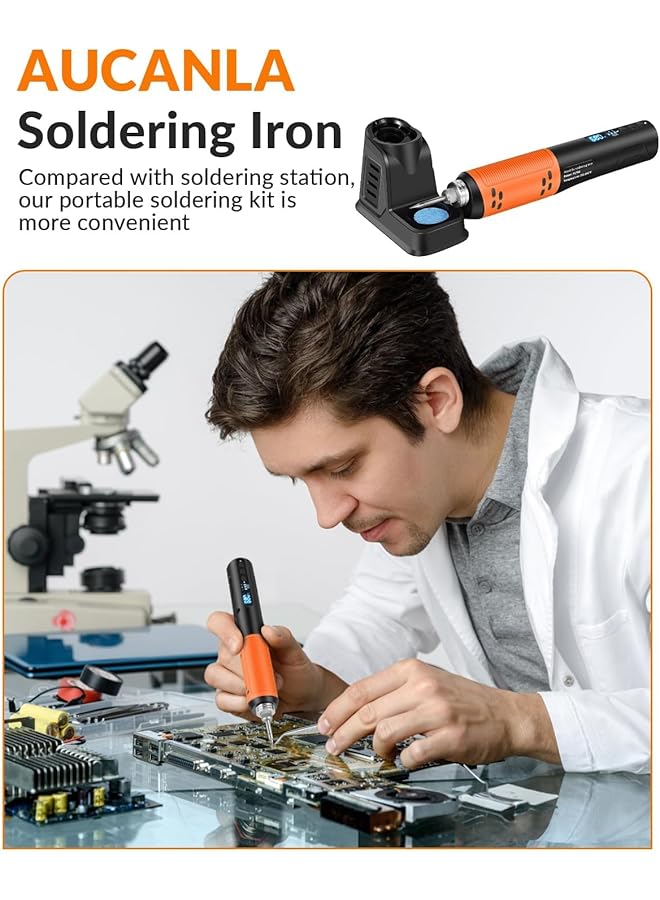 إيروريكس مجموعة مكواة لحام لاسلكية مع قلم لحام محمول بشاشة عرض LED رقمية ودرجة حرارة قابلة للتعديل ومجموعة مسدس لحام قابل لإعادة الشحن عبر USB مع كشاف LED - Image 3