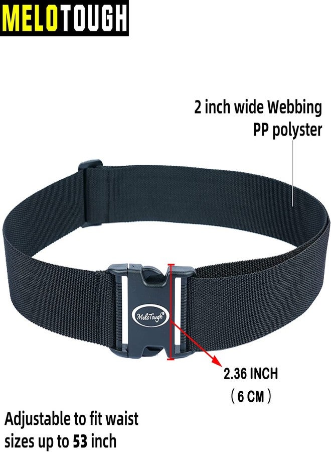 MELOTOUGH 2" Nylon Web Work Tool Belt for Men with Heavy Duty Quick Release Rugged Metal Buckle outdoor men's belt Tool Belts （Black, Black, L - Image 2