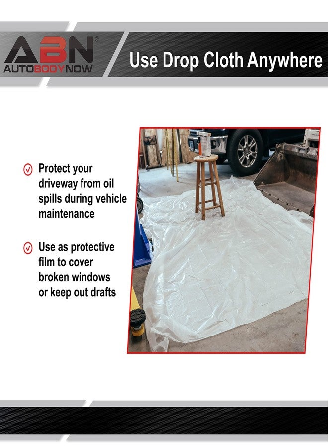 ABN White Clear Plastic Drop Cloth 6-Pack Set, 9 x 12ft - Car Painters Protector, Floor Paint Spill Painting Protection - Image 2