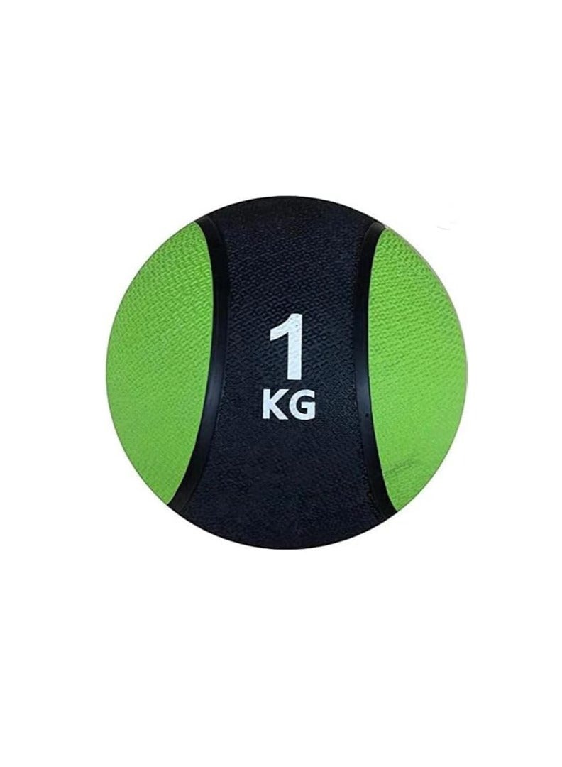Medicine Ball - Strengthens Muscles, Improves Balance and Flexibility (1 kg Green & Black) - Image 1