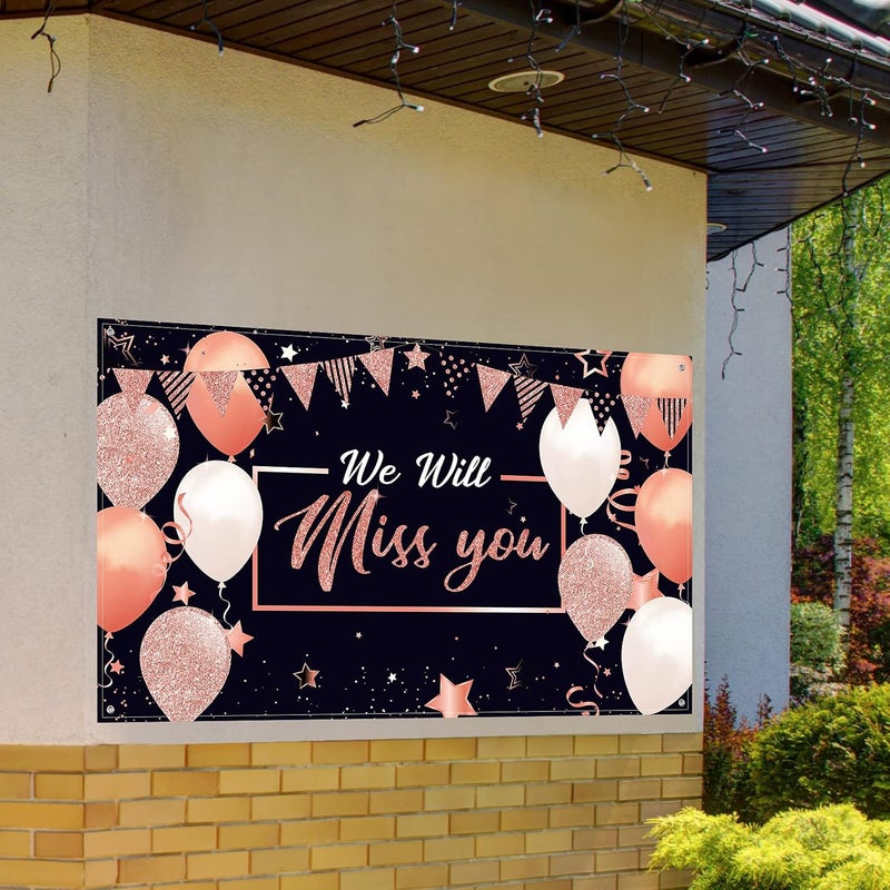 ARS We Will Miss You Party Decorations, Extra Large Going Away Backdrop Miss You Photography Background Banner for Farewell Anniversary Retirement Graduation Party (Rose Gold) - Image 5