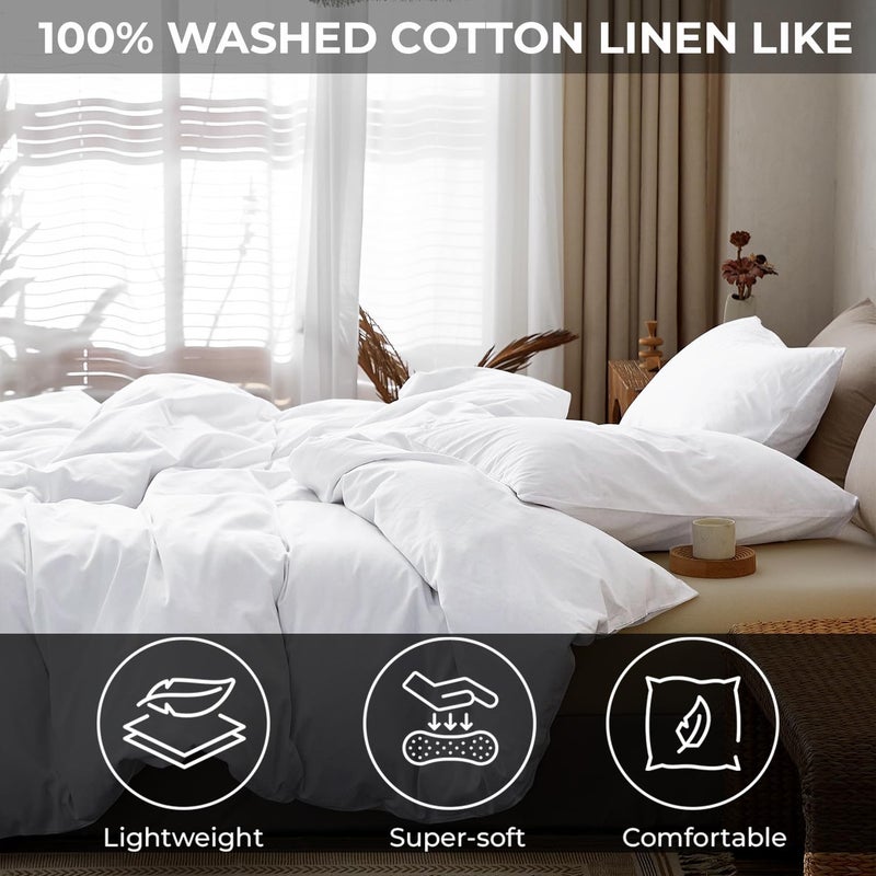 TEXOFAB 100 Brushed Microfiber Duvet Cover Set King Size Bed Duvet Cover 92x 106 with 2 Pillow Covers Machine Washable Hypoallergenic Duvet Cover Wrinkle FreeWhite - Image 3