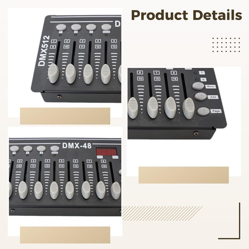 مخلط إضاءة DMX512 بـ 48 قناة، وحدة تحكم المسرح لمصابيح LED Par، مصابيح الرأس المتحركة، معدات DJ - Image 2