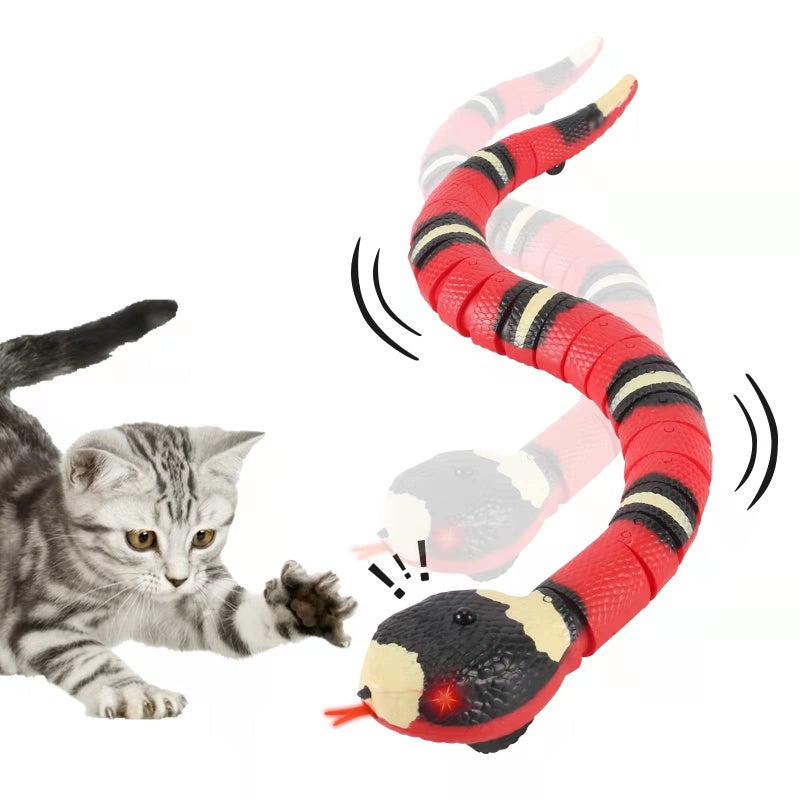 FauKait Cat Toys Snake InteractiveKitten ToysRealistic Smart Sensing Snake ToyUSB RechargeableAutomatically Sense Obstacles and EscapeElectric Tricky Snake Cat Toys for Indoor Cats DogsPink snake - Image 2