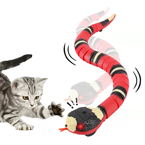 FauKait Cat Toys Snake InteractiveKitten ToysRealistic Smart Sensing Snake ToyUSB RechargeableAutomatically Sense Obstacles and EscapeElectric Tricky Snake Cat Toys for Indoor Cats DogsPink snake - Image 1