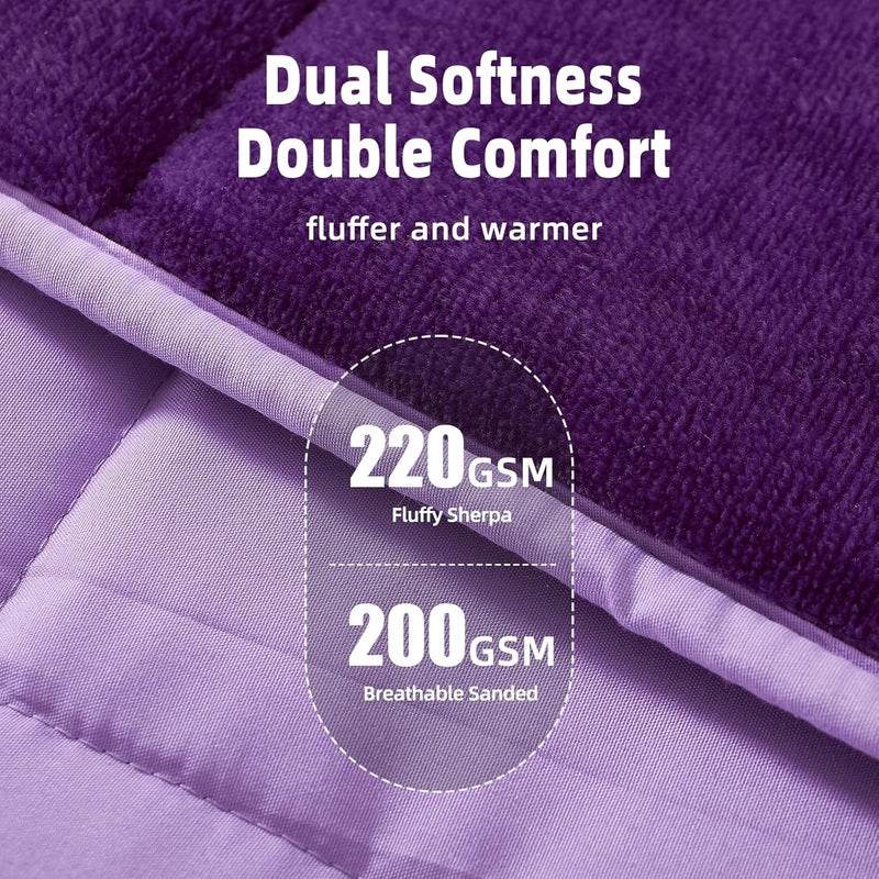 Motrip Weighted Blanket 10 Pounds Flannel, Soft Bed Blanket with Sanded Reversible, 48''x72'' 10lbs Purple - Image 2
