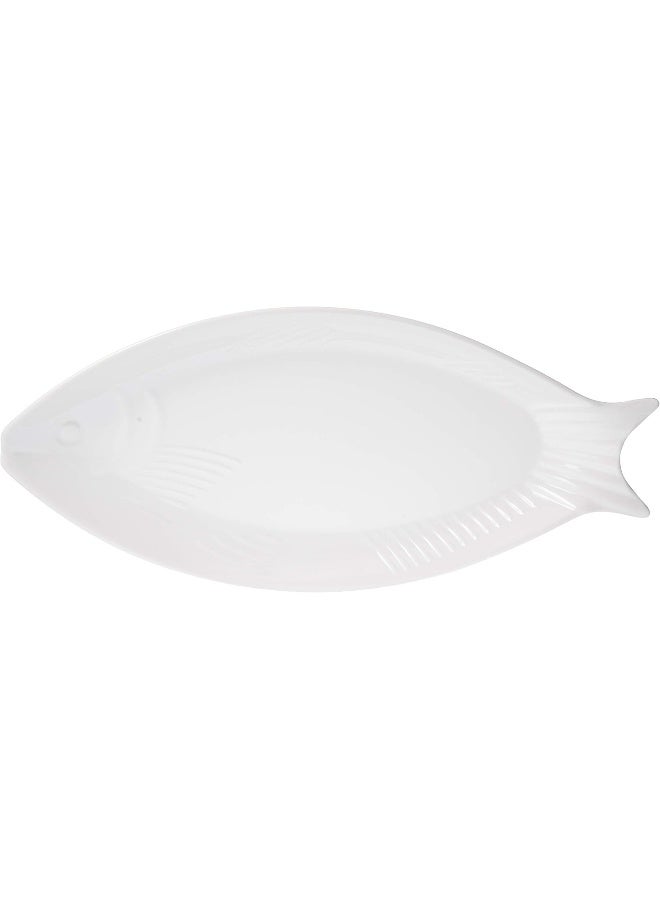 Harmony Harmony 1Pc Harmony Melamine Horeca 18" Fish Plate 45.5*20.7*3.5Cm White Color 318A  - Image 2