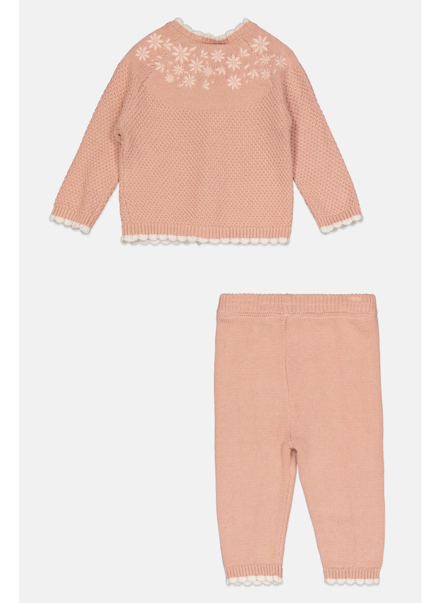Rock-A-Bye Baby Boutique Toddlers Girl 2 Pcs Embroidered Cardigan And Sweatpant Set, Pink  - Image 2