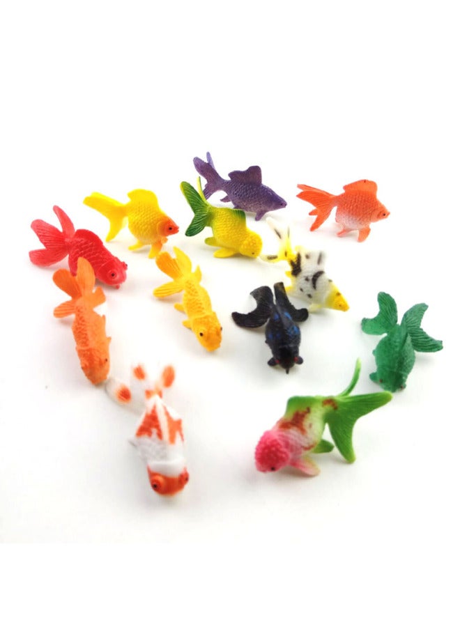 Realistic Goldfish Turtle Crab Frog Tropical Fish Caterpillar Dinosaur Insect Animal Model Toy Set-Color:12 Goldfish  - Image 1