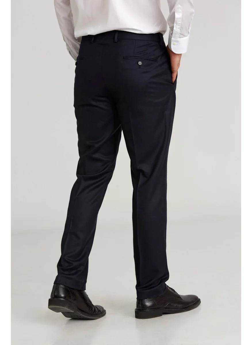 Bisse Men's Regular Fit Flannel Classic Trousers Navy Blue PPNK23K23201_D39