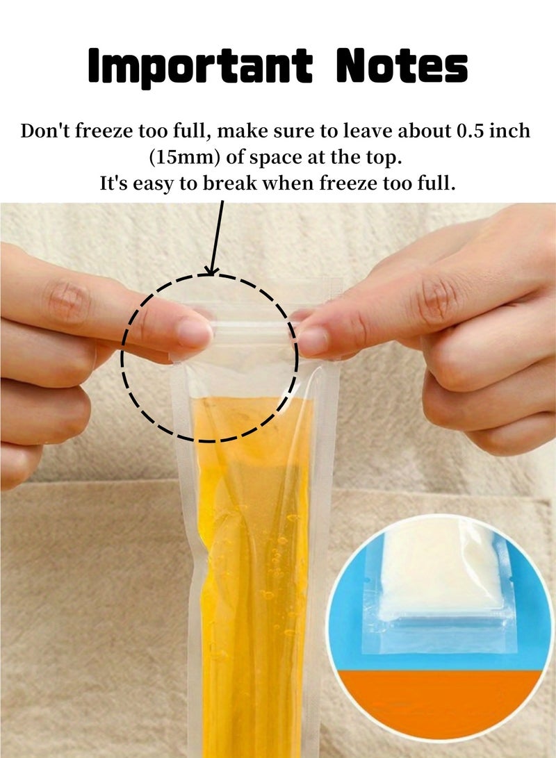 Mmmon 50 Pcs Disposable Ice Popsicle Mold Bags Freezer Tubes With Zip Seals for Kids Healthy Snacks, Yogurt Sticks, Juice & Fruit Smoothies, Ice Candy Pops Comes With a Funnel  - Image 3