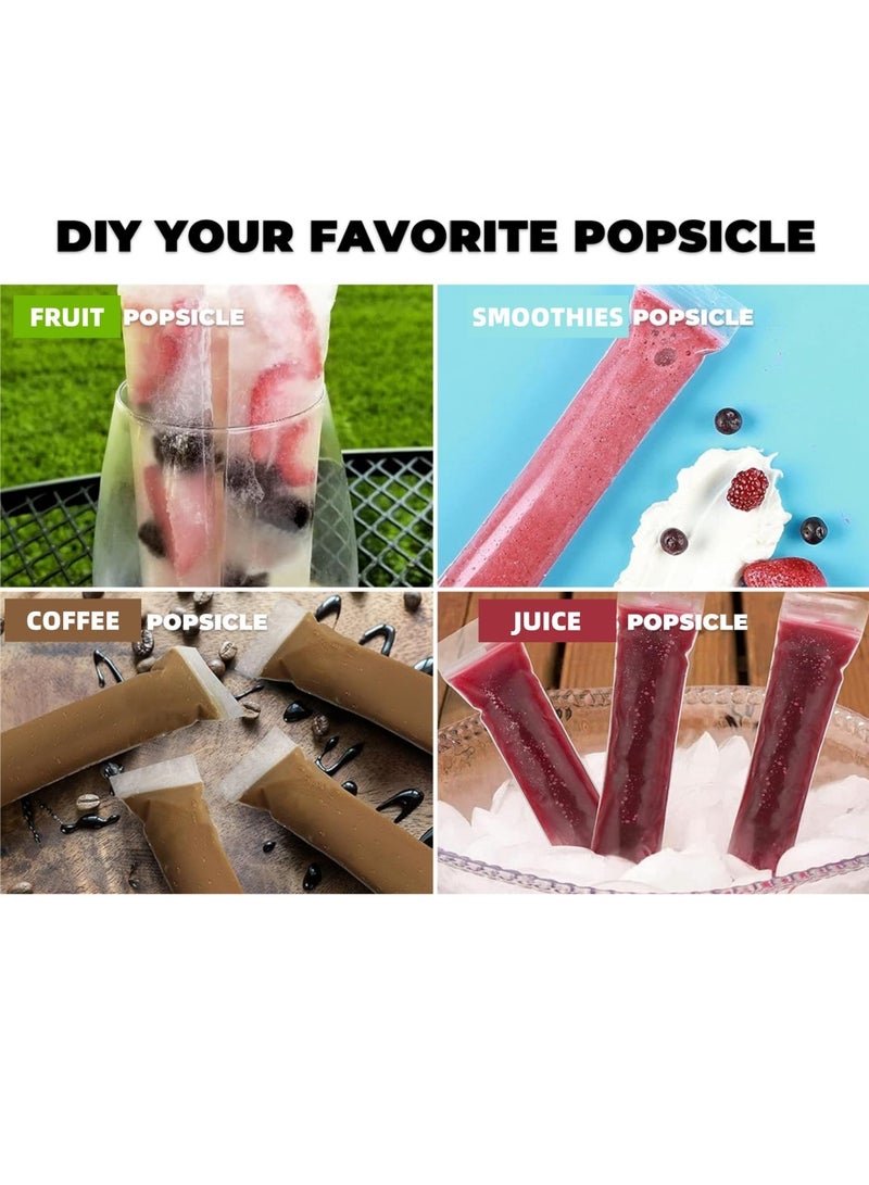 Mmmon 50 Pcs Disposable Ice Popsicle Mold Bags Freezer Tubes With Zip Seals for Kids Healthy Snacks, Yogurt Sticks, Juice & Fruit Smoothies, Ice Candy Pops Comes With a Funnel  - Image 4