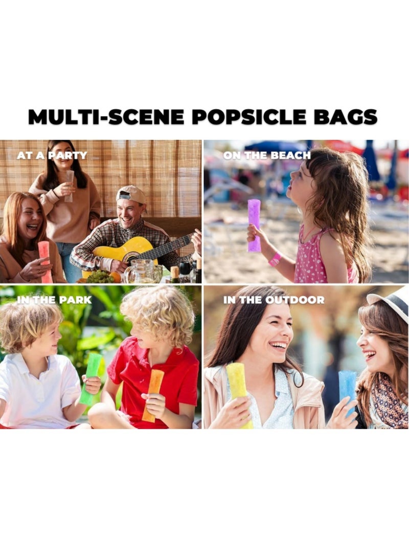 Mmmon 50 Pcs Disposable Ice Popsicle Mold Bags Freezer Tubes With Zip Seals for Kids Healthy Snacks, Yogurt Sticks, Juice & Fruit Smoothies, Ice Candy Pops Comes With a Funnel  - Image 5