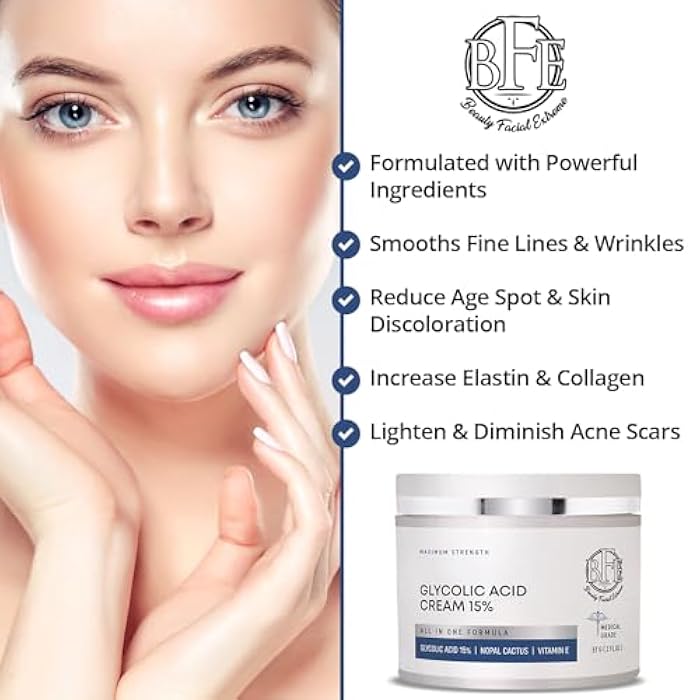 Beauty Facial Extreme Glycolic Acid 15% Anti-Aging Wrinkle Cream Reduces the Appearance of Fine Lines, Wrinkles, Age Spots, Dark Spots & Improves Dull Looking Complexion. Includes A.H.A & Green Tea Moisturizer. - Image 2