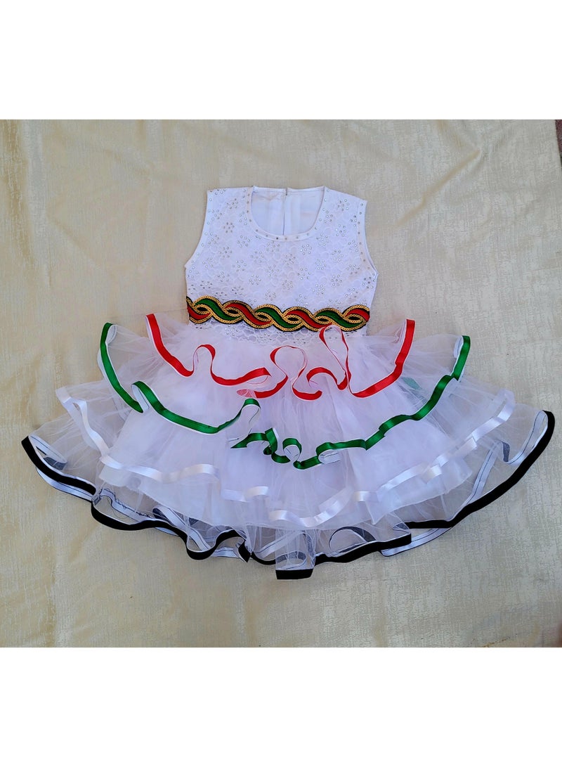 داديز أنجل فستان يوم الإمارات الوطني للبنات - فستان حفلات أبيض بدون أكمام من التول بألوان العلم - زي احتفالي بيوم الإمارات - Image 3