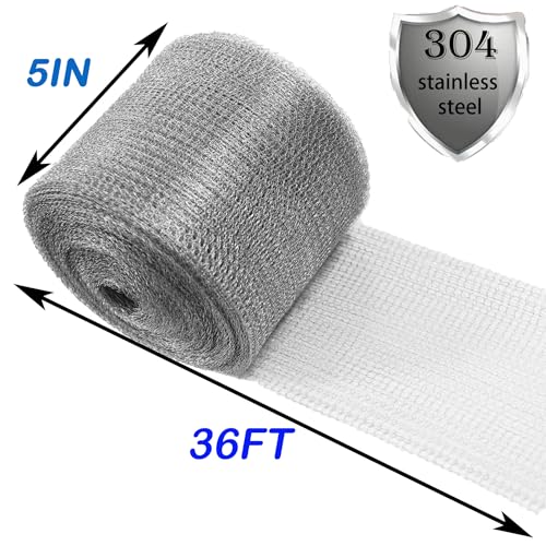 AWIORETON Wire Mesh for Mice Control 5 in X 36Ft,Hole Fill Fabric, Weep Holes Covers, Upgraded Stainless Steel Wire Mesh Roll, Flexible Stretchy Meshs Fabric for Garden House and DIY, Rodent Barrier - Image 2