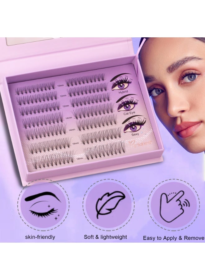بقلم سابرينا 140 رمشاً اصطناعياً، طقم تمديد الرموش (DIY)، مجموعات رموش فردية مع لاصق ومزيل وأداة تطبيق، طقم تمديد رموش سهل الاستخدام في المنزل (طقم 10D)، مجموعة رموش شخصية بتموج طبيعي، رموش اصطناعية مقسمة، رموش كثيفة. - Image 2
