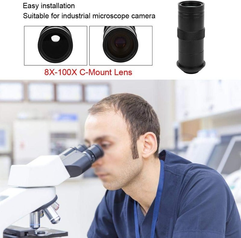 EBTOOLS 8X to 100X C Mount CCD Microscope Lens, Digital Industry Microscope Camera Lens 25mm Zoom Adjustable Magnification - Image 2