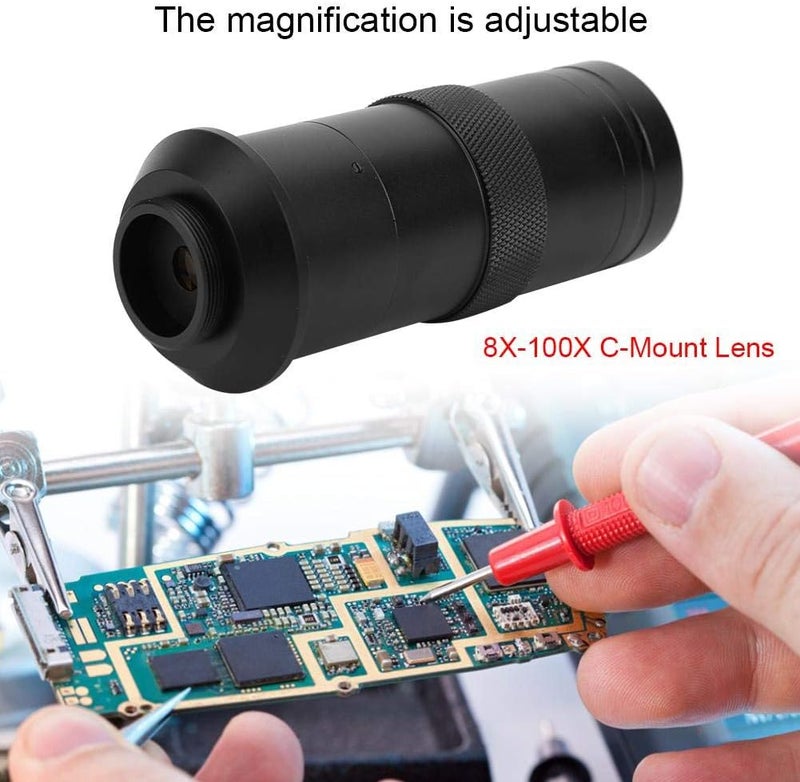 EBTOOLS 8X to 100X C Mount CCD Microscope Lens, Digital Industry Microscope Camera Lens 25mm Zoom Adjustable Magnification - Image 3