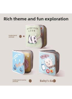 Generic Baby Sticky Cloth Book Montessori Early Education Tear-proof Cloth Book Baby 6 Months Three-dimensional Chinese And English Hand Tear Book Toy-Specifications:Geometric Cloth Book  - Image 2