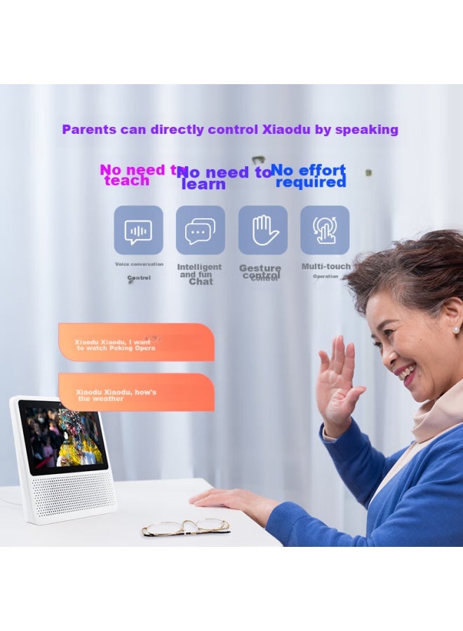 Small Xiaodu Smart Screen 1s, Touchscreen Speaker, Bluetooth Speaker, Ai Video Calls, Home Companion For Children And Elderly, Storytelling, Early Education Machine, Radio, White, Gift For Giving - Image 3