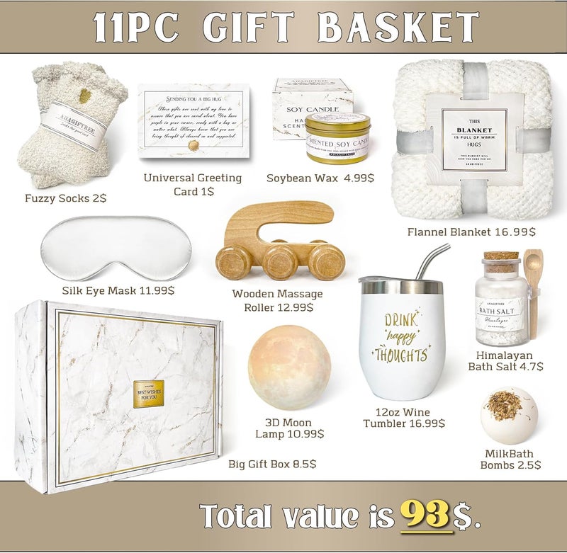 AHAGIFTREE Gift Baskets for Women,11PC Care Package with Moon Lamp,Grief,Get Well Soon After Surgery,Birthday,Think of You,Thank You,Sympathy - Image 2