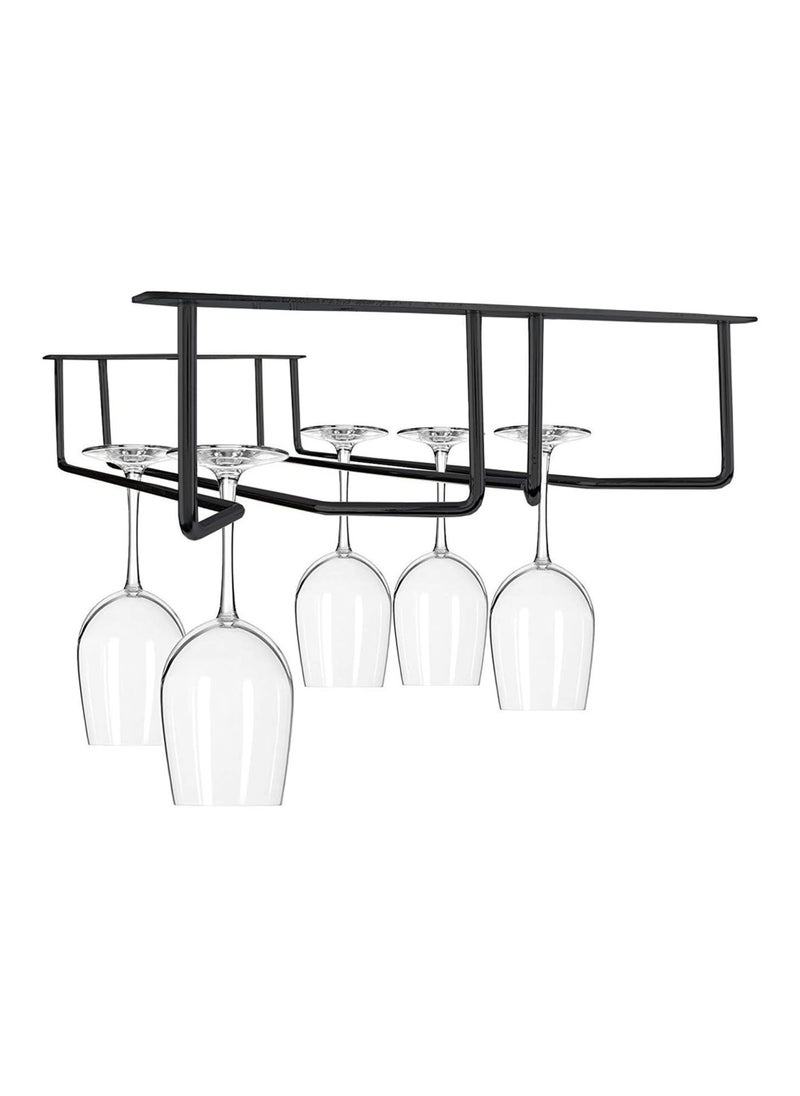 sulfar - MS Double Self Adhesive Wine Glass Rack/Holder Upside Down Glass Hanging Organizer/Wine Glass Holder for Pubs/Kitchen/Bars (Black) Pack of 1 - Image 1