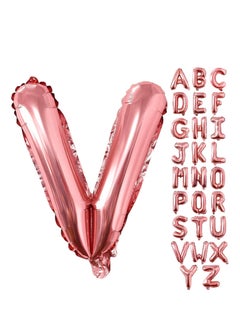 Party with Emma Rose Gold Letter A to Z Balloons 32 inch Large Alphabet Balloons Rose Gold Helium Foil Letter Balloon Banner for Birthday Party Anniversary Wedding Decoration (Rose Gold-V)  - Image 4