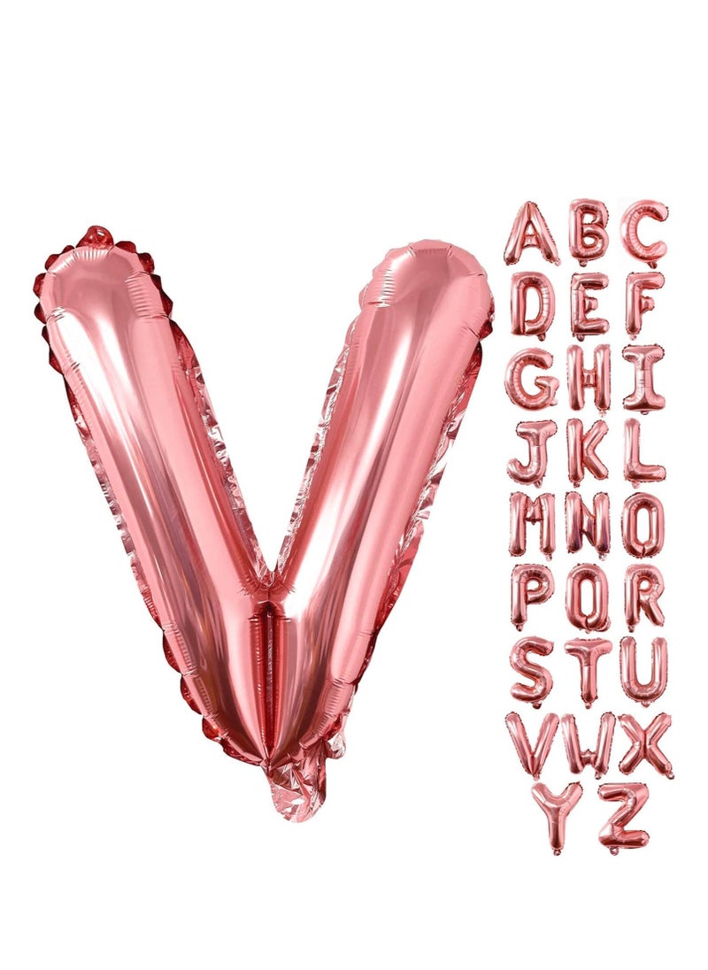 Party with Emma Rose Gold Letter A to Z Balloons 32 inch Large Alphabet Balloons Rose Gold Helium Foil Letter Balloon Banner for Birthday Party Anniversary Wedding Decoration (Rose Gold-V)  - Image 4