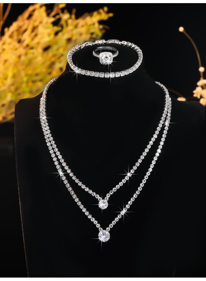 Europe And The United States Necklace Suit Earrings Jewelry Suit Banquet Dress Chain Fashion Joker Bridal Jewelry