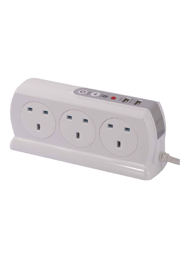 MASTERPLUG 3-Socket and 2-USB Extension Cord White 13.4 x 14.4 x 29.8 cm SRGDUK62PW3 