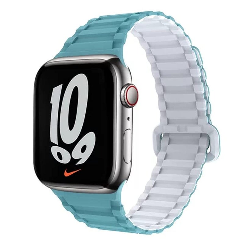 Dado Silicone Magnetic Strap Compatible with Apple Watch Series 10/Ultra 2/9/8 Ultra/8/7/6/SE – Line Design Band - Image 1