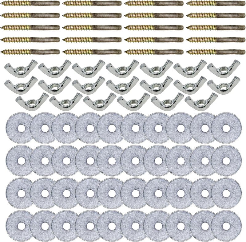 Allazone 20 PCS Bird Cage Accessories: Screws, Nuts, Washers for DIY Bird Perch, Stand, Hamster Platform, Chinchilla House, Small Animal Playground, Wall Mount, Silver Iron Frame - Image 1