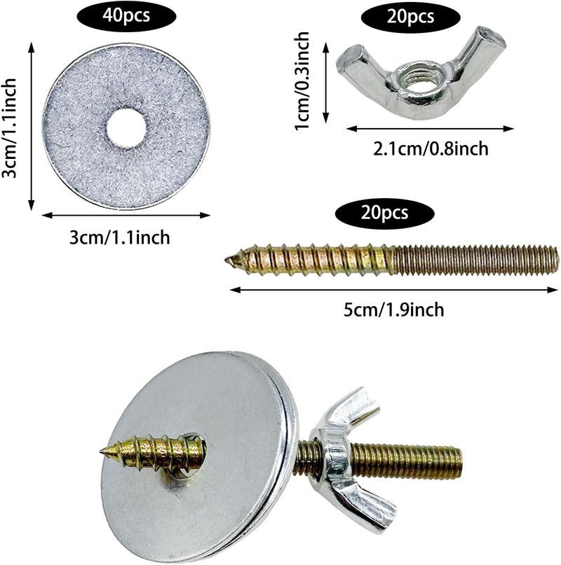 Allazone 20 PCS Bird Cage Accessories: Screws, Nuts, Washers for DIY Bird Perch, Stand, Hamster Platform, Chinchilla House, Small Animal Playground, Wall Mount, Silver Iron Frame - Image 2