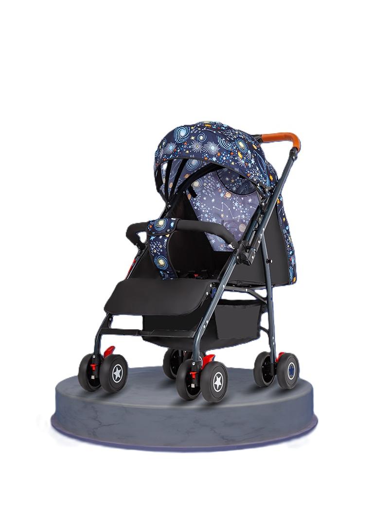 Bidirectional Baby Stroller With Lightweight Shock Absorption Sitting And Lying Down Foldable Newborn Portable Stroller（Starry Sky） - Image 1