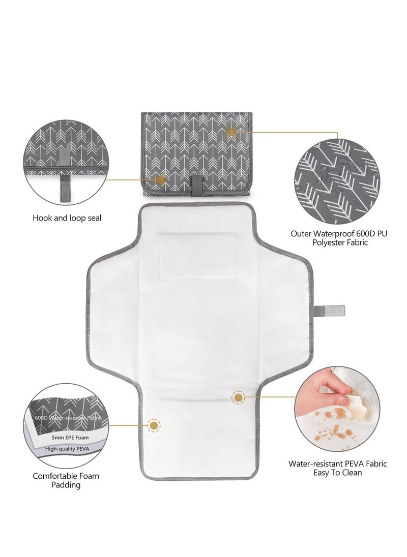 Y&D Portable Diaper Changing Pad,DMG pad for Newborn Girl & Boy,Waterproof Compact Mat with Built-in Pillow - Lightweight Foldable Station  - Image 2