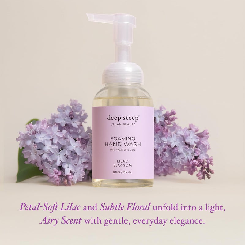Deep Steep Foaming Hand Wash, Lilac Blossom, 8 oz â€“ Gentle Cleanser with Aloe, Argan Oil, Shea Butter & Hyaluronic Acid â€“ Vegan, Clean Beauty, Soft & Hydrated Hands - Image 4