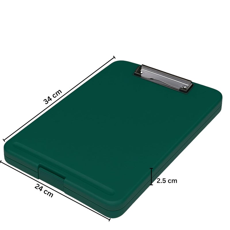 sps Exampad A4 Plastic Clipboard with Built-in Storage and Pen Holder - Ideal for School, Office, Travel - Perfect for Students and Professionals, School and Office - Green - Image 3