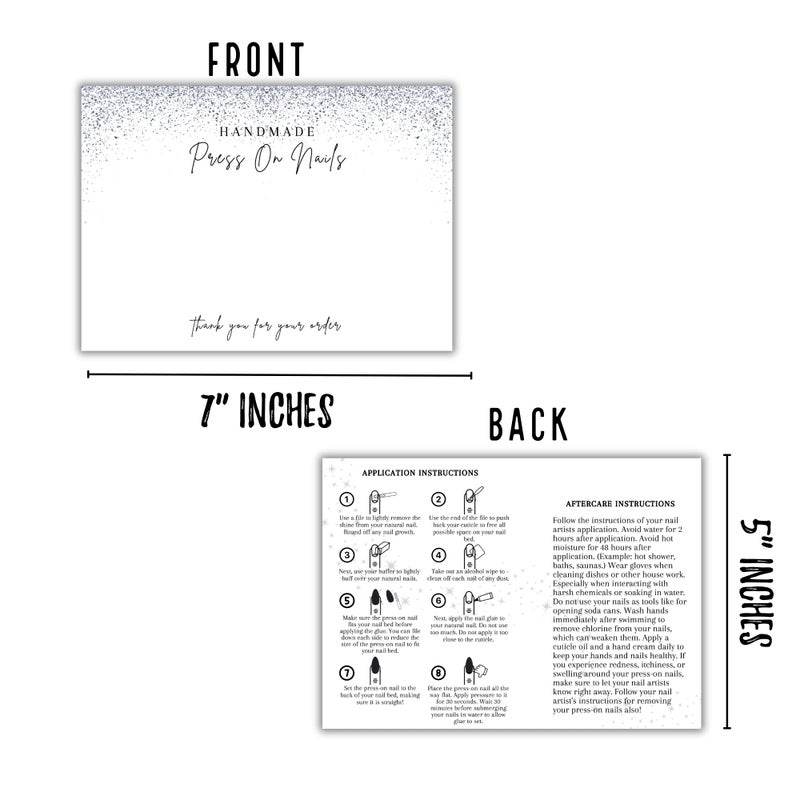 Lashicorn Handmade Acrylic press On Nails Display Card | 5x7â€ 30 pk | w/Application Aftercare Instructions Inserts Glitter Sparkle for Packaging in Your 6 * 9 Holographic Bags Use With Double Sided Tape - Image 3