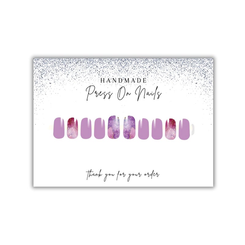 Lashicorn Handmade Acrylic press On Nails Display Card | 5x7â€ 30 pk | w/Application Aftercare Instructions Inserts Glitter Sparkle for Packaging in Your 6 * 9 Holographic Bags Use With Double Sided Tape - Image 2