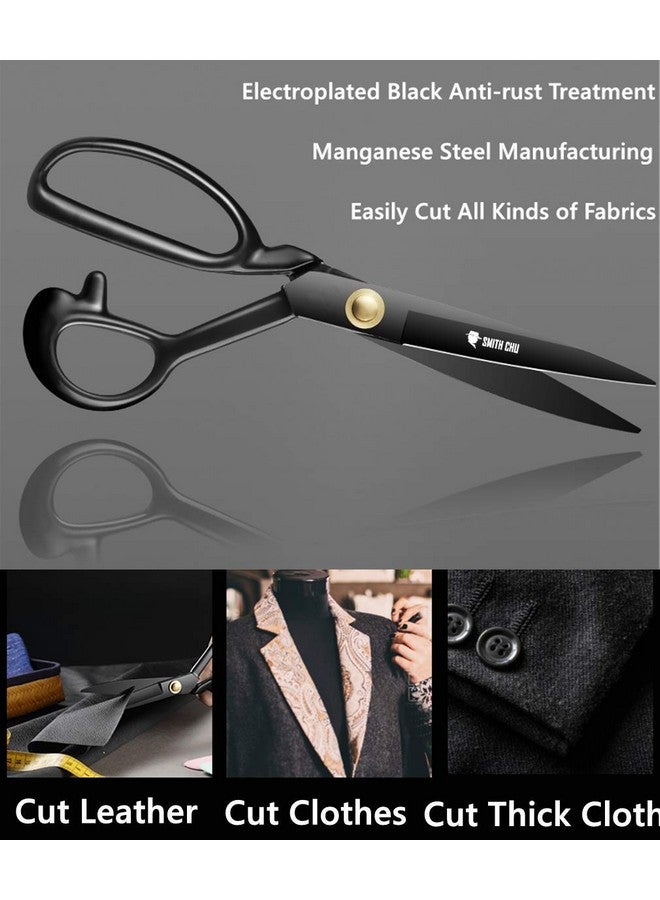 سميث تشو مقص خياط النسيج الاحترافي مقاس 11 بوصة مقص خياطة شديد التحمل للملابس الجلدية قوة صناعية عالية الكربون الصلب مقص خياط حاد للمنزل والمكتب ومصمم الأزياء - Image 4
