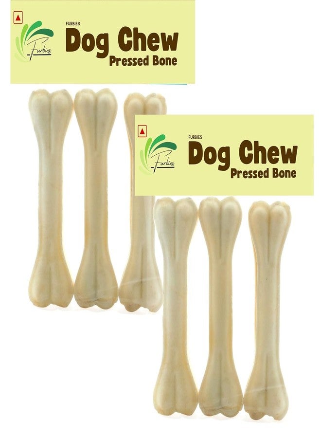 Furbies عظام مضغ مضغوطة للكلاب، 6 بوصات، عظام كالسيوم للجراء والكلاب المتوسطة والبالغة | عصا مضغ للكلاب | طعام للكلاب لجميع مراحل الحياة، بنكهة الدجاج - عبوة من قطعتين (اشترِ واحدة واحصل على الثانية مجاناً) - Image 1