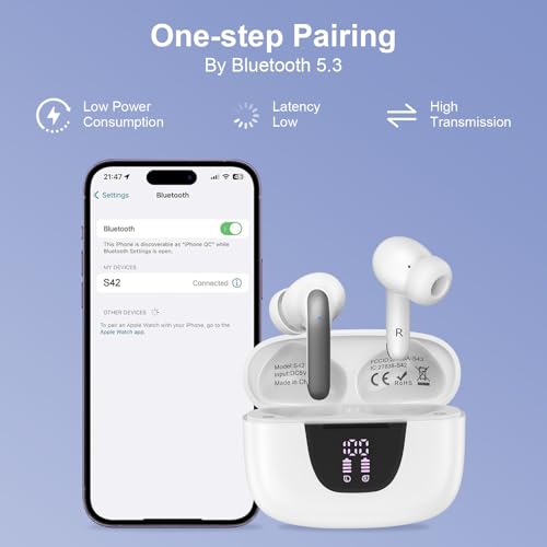 iHoto Wireless Earbuds Bluetooth Ear Buds Headphones for iPhone 17 Pro Max 17 Pro 17 Air 16 15 Pro Max 16e 16 15 Plus, iPhone Bluetooth Earbuds 48 Hours Playtime, IP7 Waterproof in-Ear Earphones - Image 5