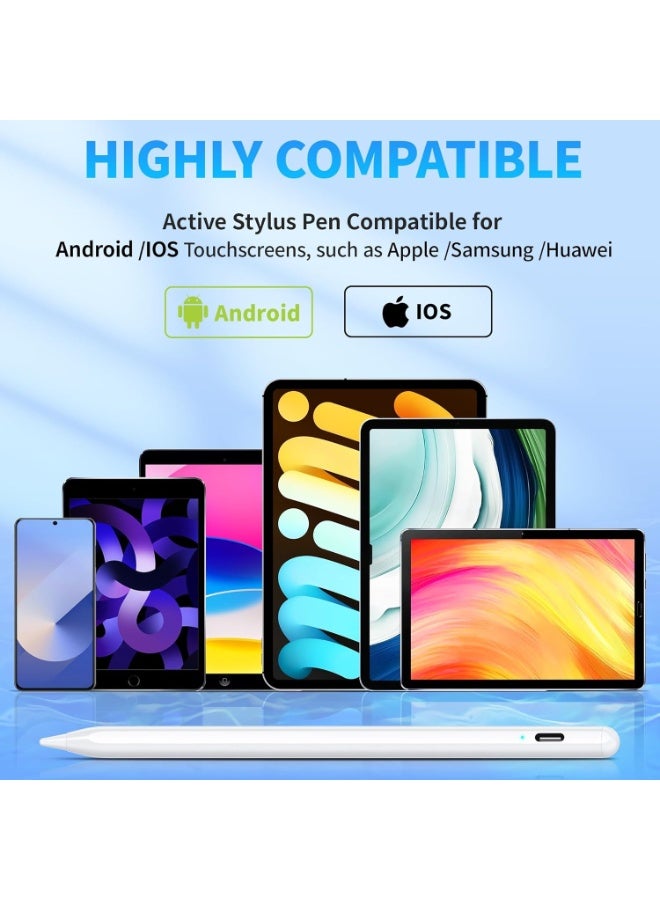 K3EDGE قلم ستايلس لأجهزة iPad - قلم رقمي نشط مع خاصية رفض راحة اليد، شحن سريع، رأس رفيع 1.2 مم، قلم قابل لإعادة الشحن لشاشات اللمس، متوافق مع أجهزة iPhone وAndroid - Image 3