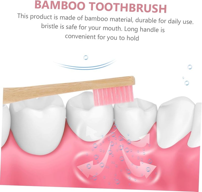 فرشاة أسنان قابلة للتحلل الحيوي 4 قطع، شعيرات ناعمة، صديقة للبيئة، مقبض مريح - Image 3