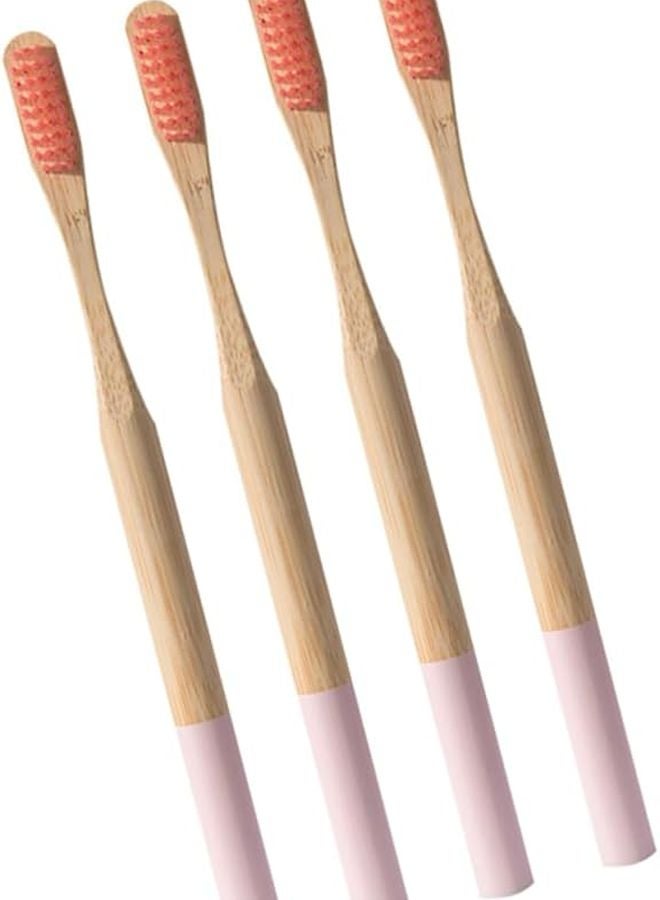 فرشاة أسنان قابلة للتحلل الحيوي 4 قطع، شعيرات ناعمة، صديقة للبيئة، مقبض مريح - Image 2